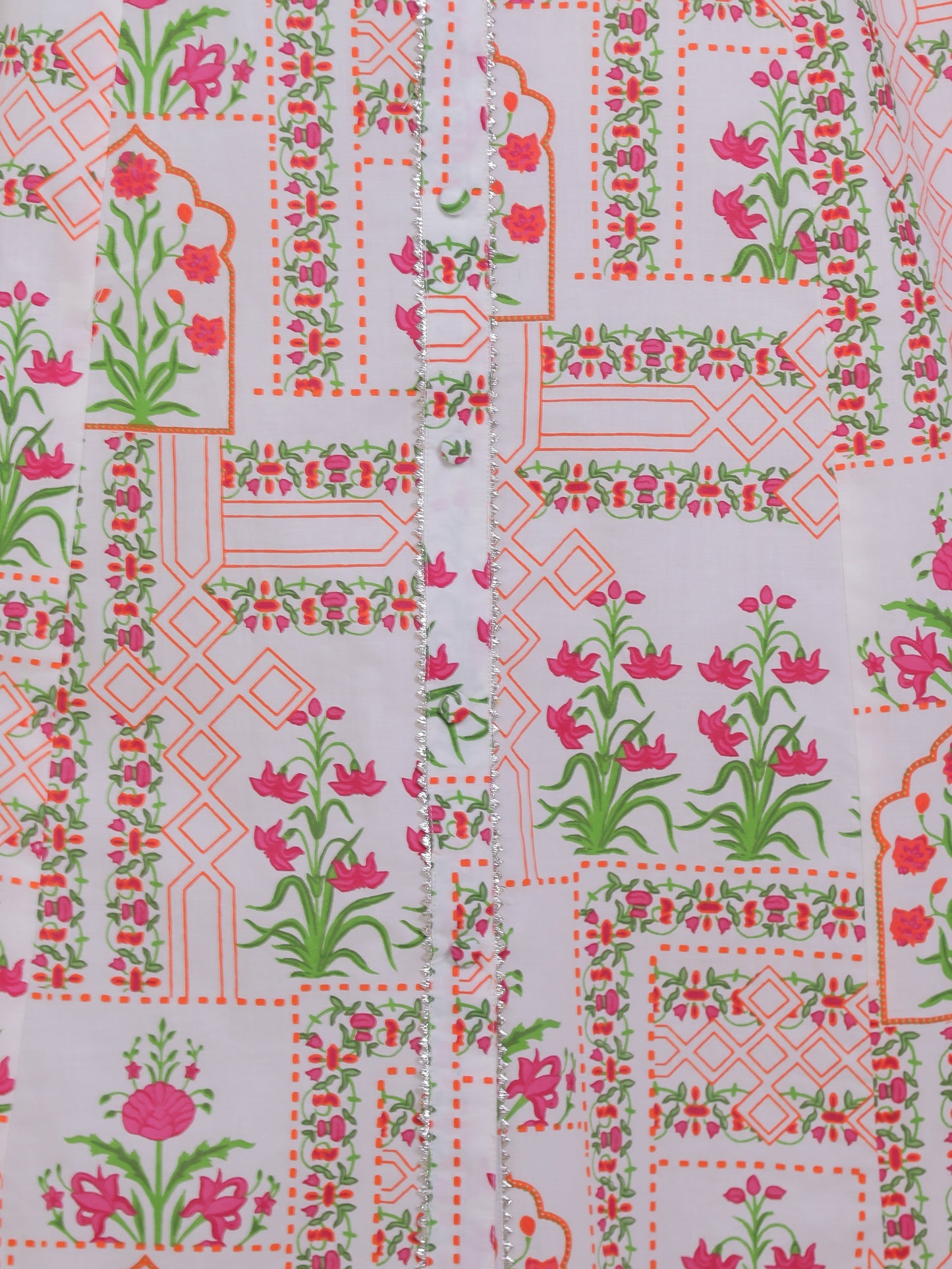 Soft Cotton Floral Flared Off White Kurta