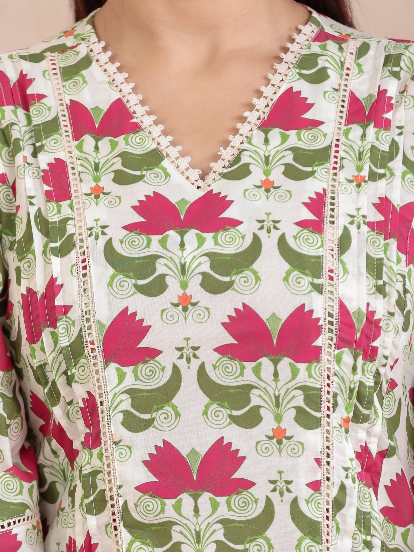 Soft Cotton Geometric Off White Kurta
