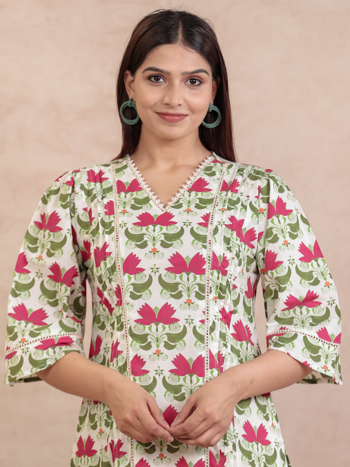 Soft Cotton Geometric Off White Kurta