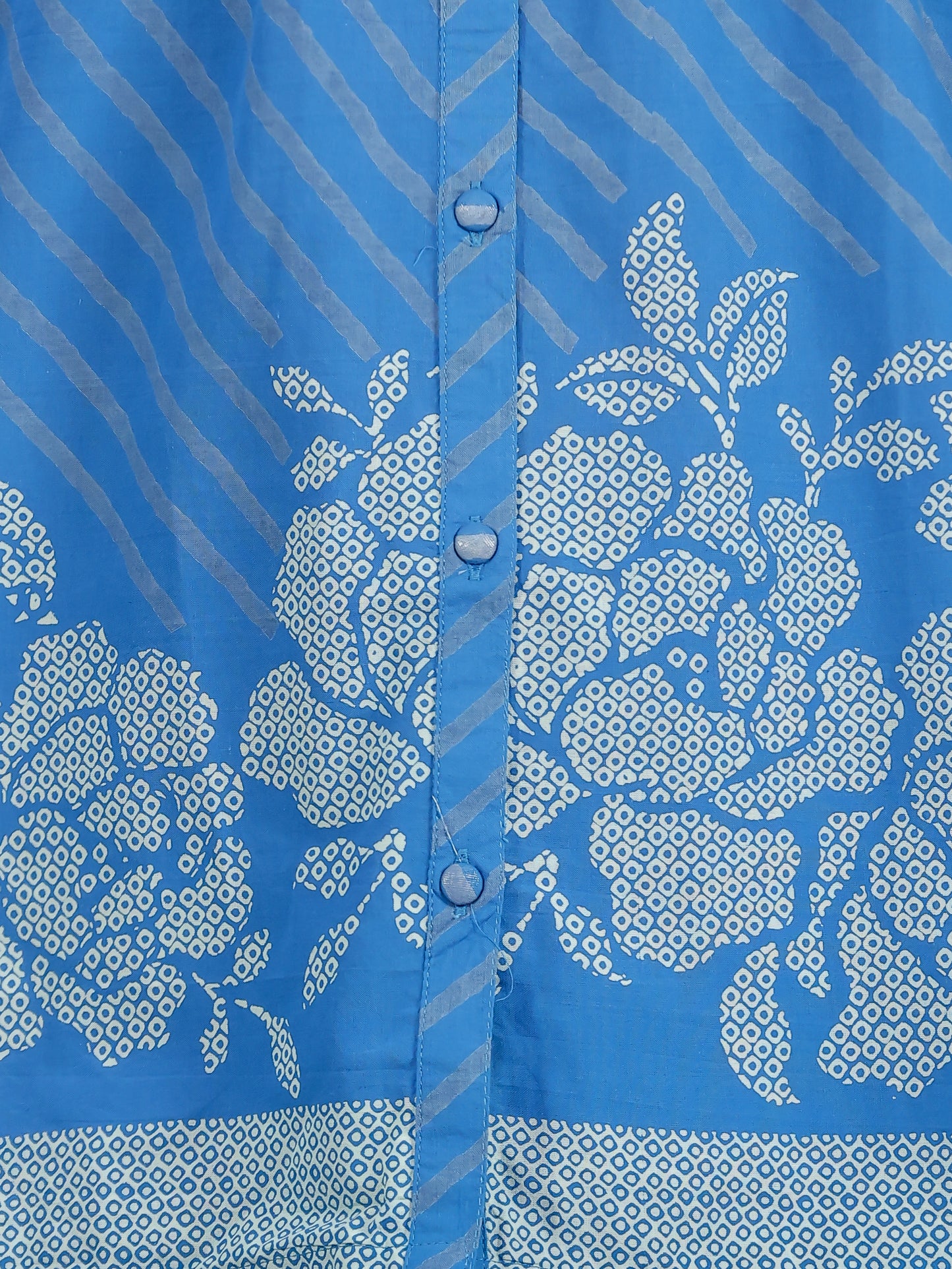 Soft Cotton Placement Print Straight Blue Kurta