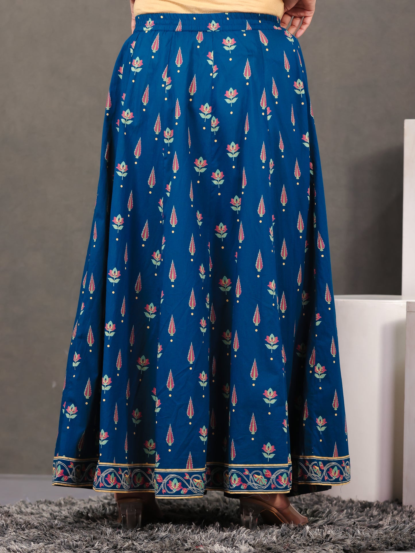 Soft Cotton Floral Blue Skirt