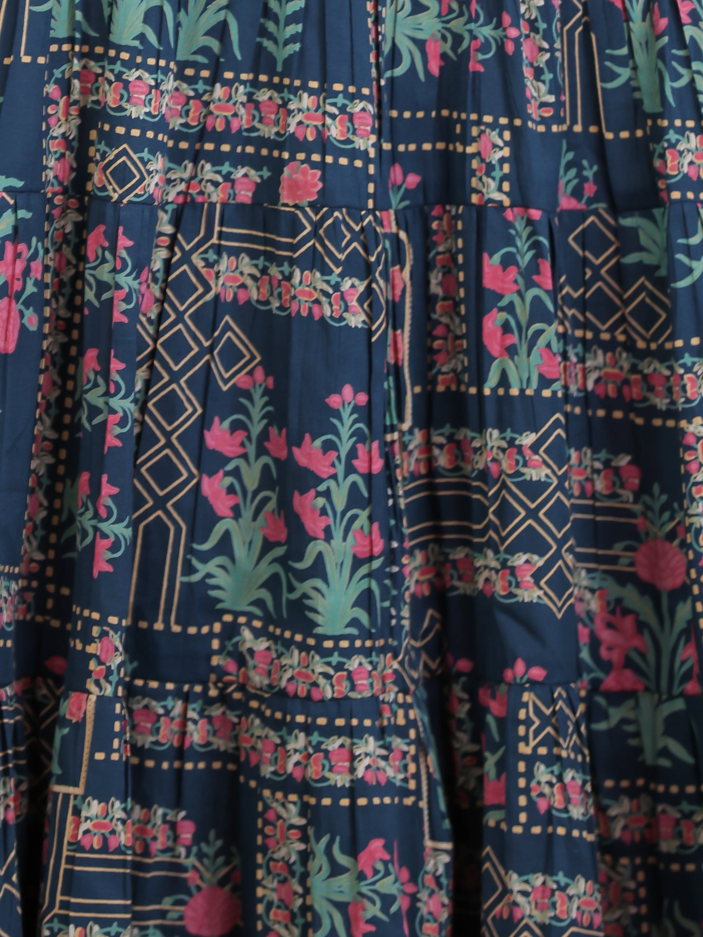 Soft Cotton Patchwork Anarkali Blue Dress