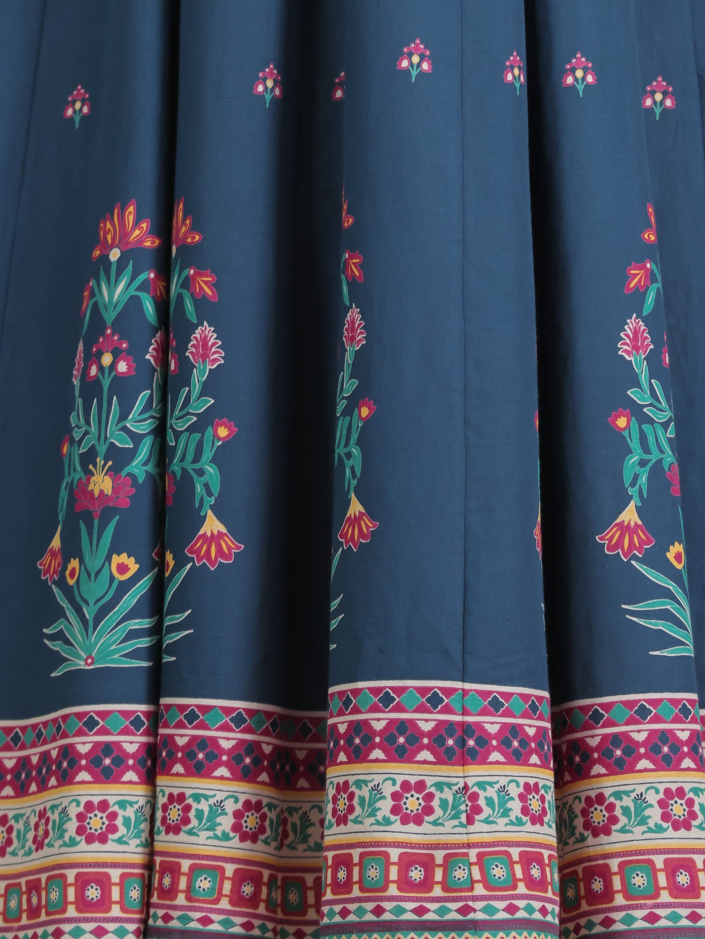 Embroidered Soft Cotton Floral Anarkali Blue Dress