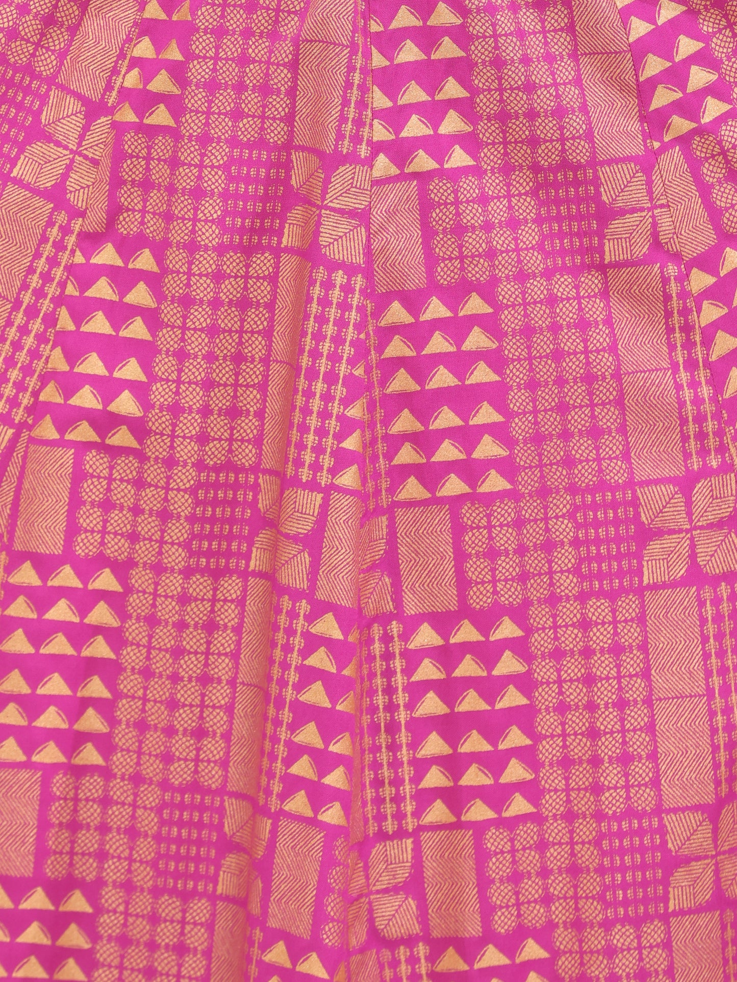 Viscose Gold foil Asymmetric Kaftan Pink Top