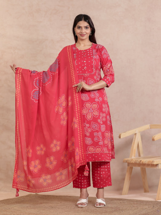 Cotton Voile Bandhani Orange Dupatta