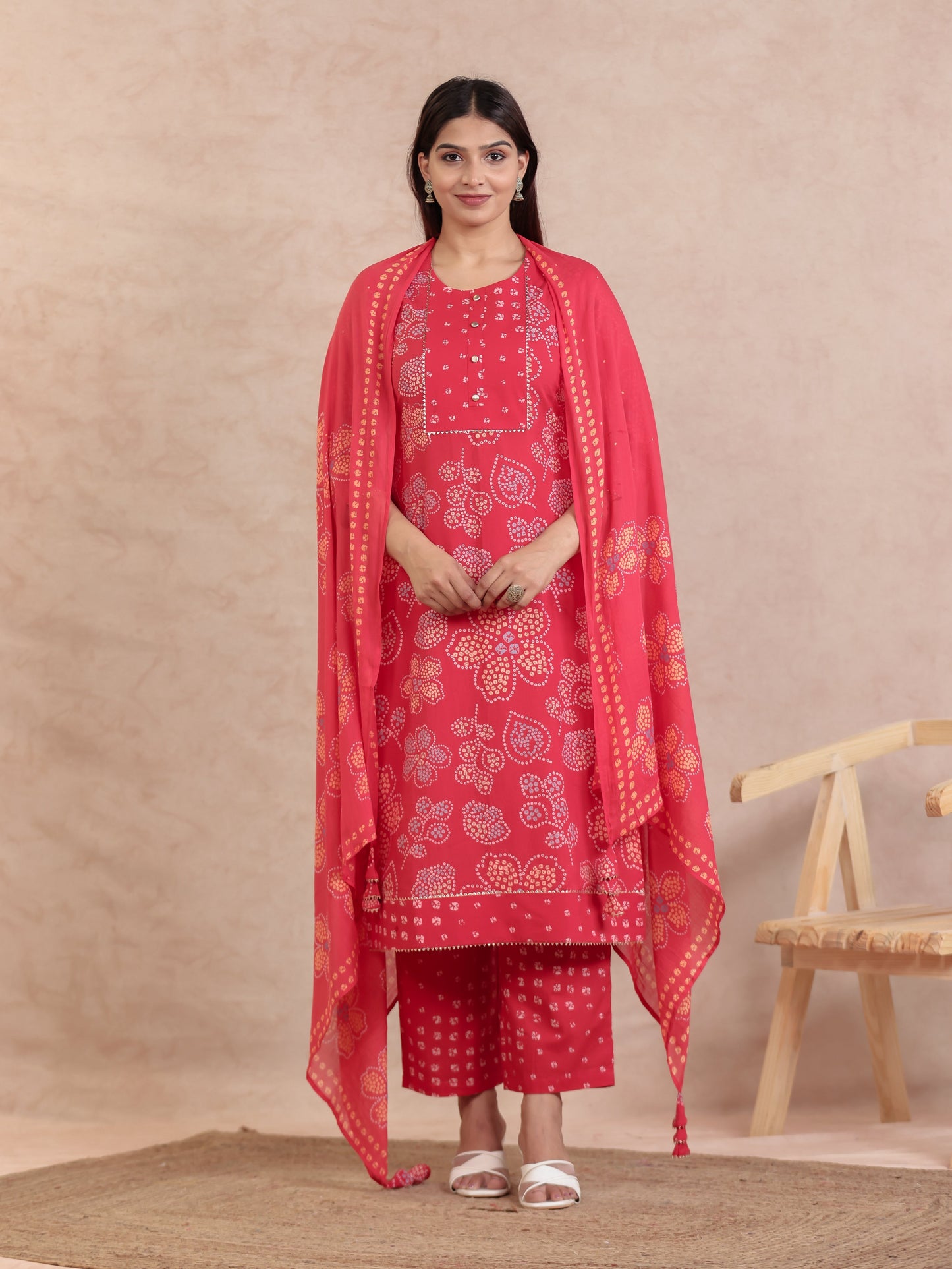 Cotton Voile Bandhani Orange Dupatta