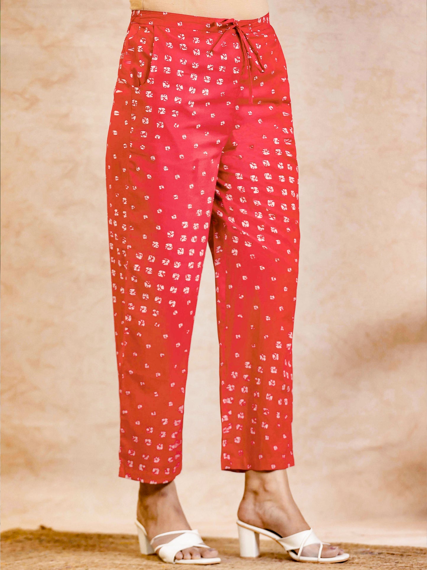 Soft Cotton Bandhani Straight Orange Kurta