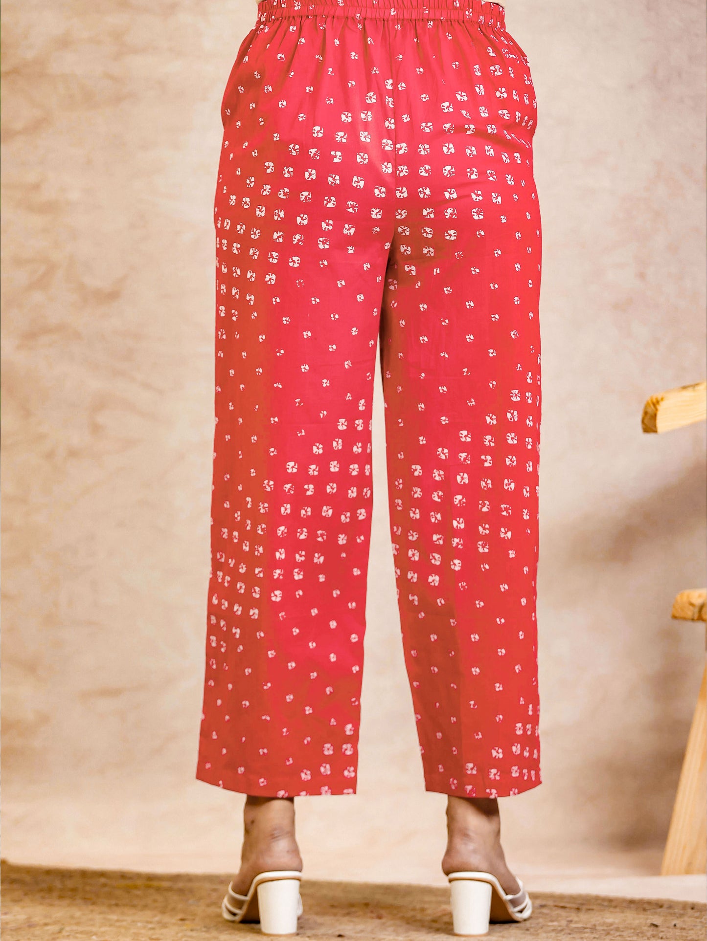Soft Cotton Bandhani Straight Orange Kurta