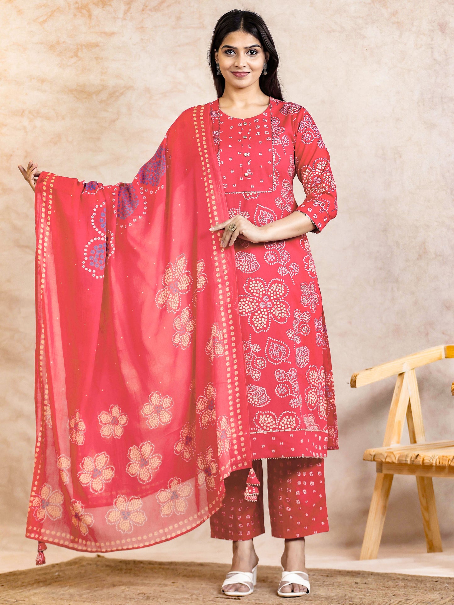 Cotton Voile Bandhani Orange Dupatta