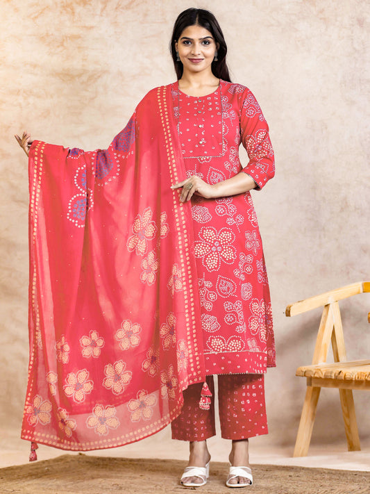 Cotton Voile Bandhani Orange Dupatta
