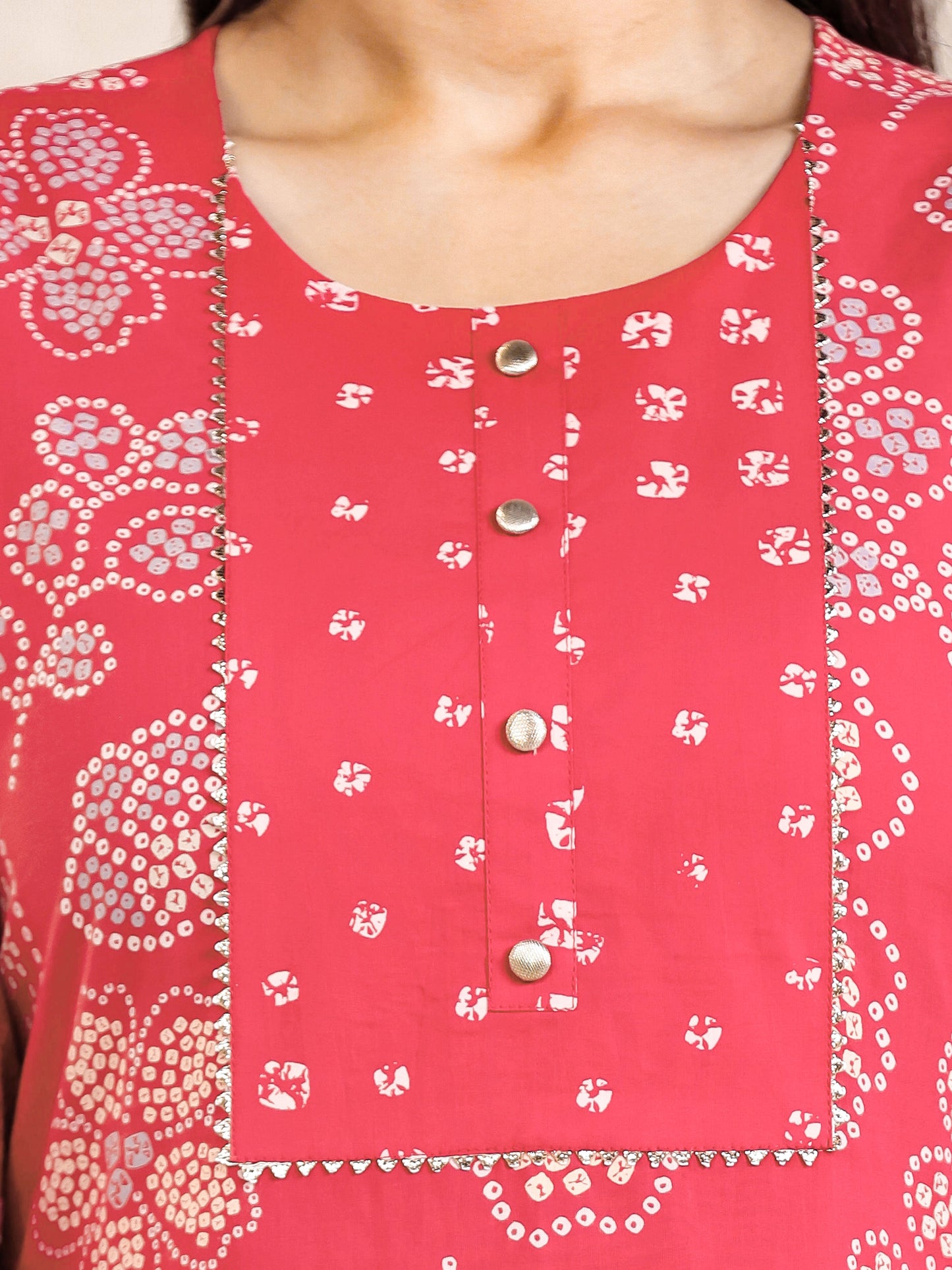 Soft Cotton Bandhani Straight Orange Kurta