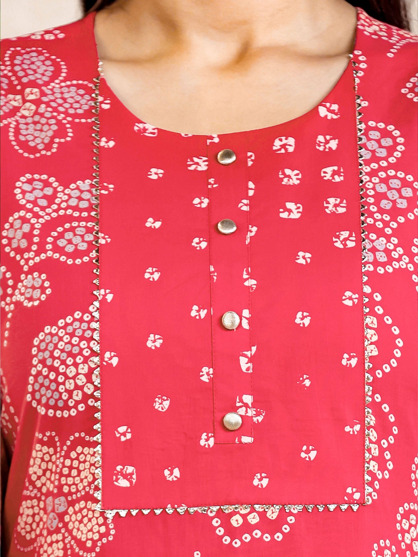 Soft Cotton Bandhani Straight Orange Kurta