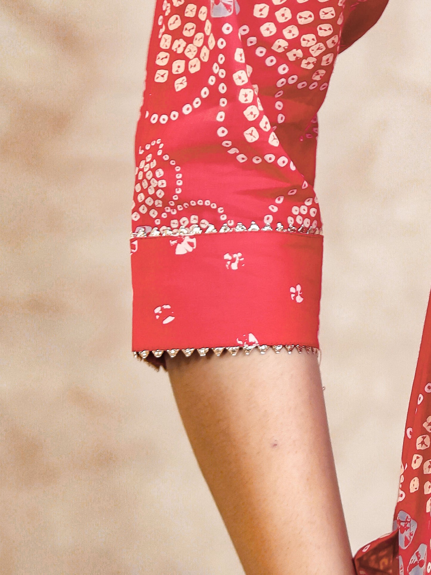 Soft Cotton Bandhani Straight Orange Kurta