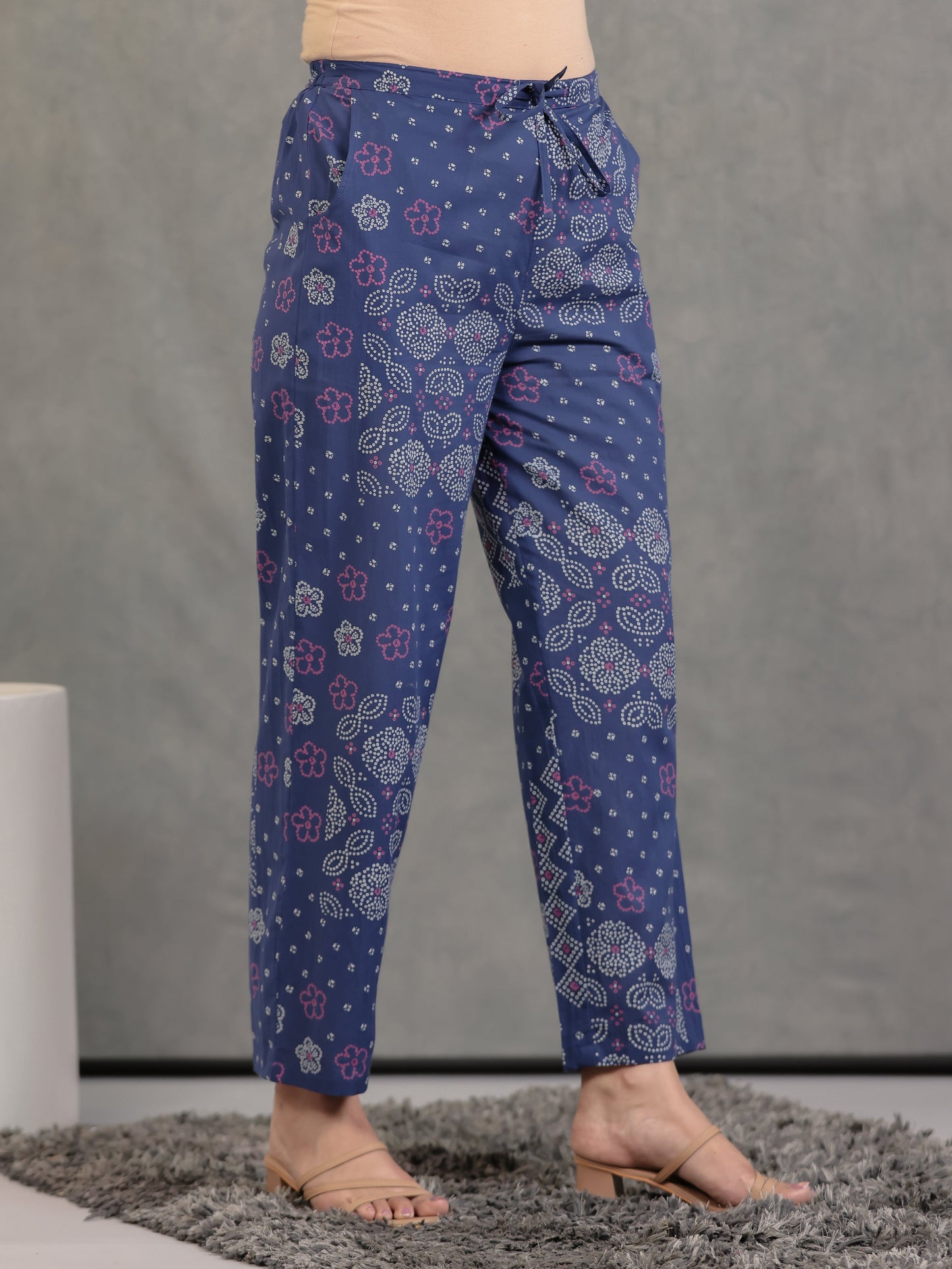 Soft Cotton Bandhani A-line Blue Kurta