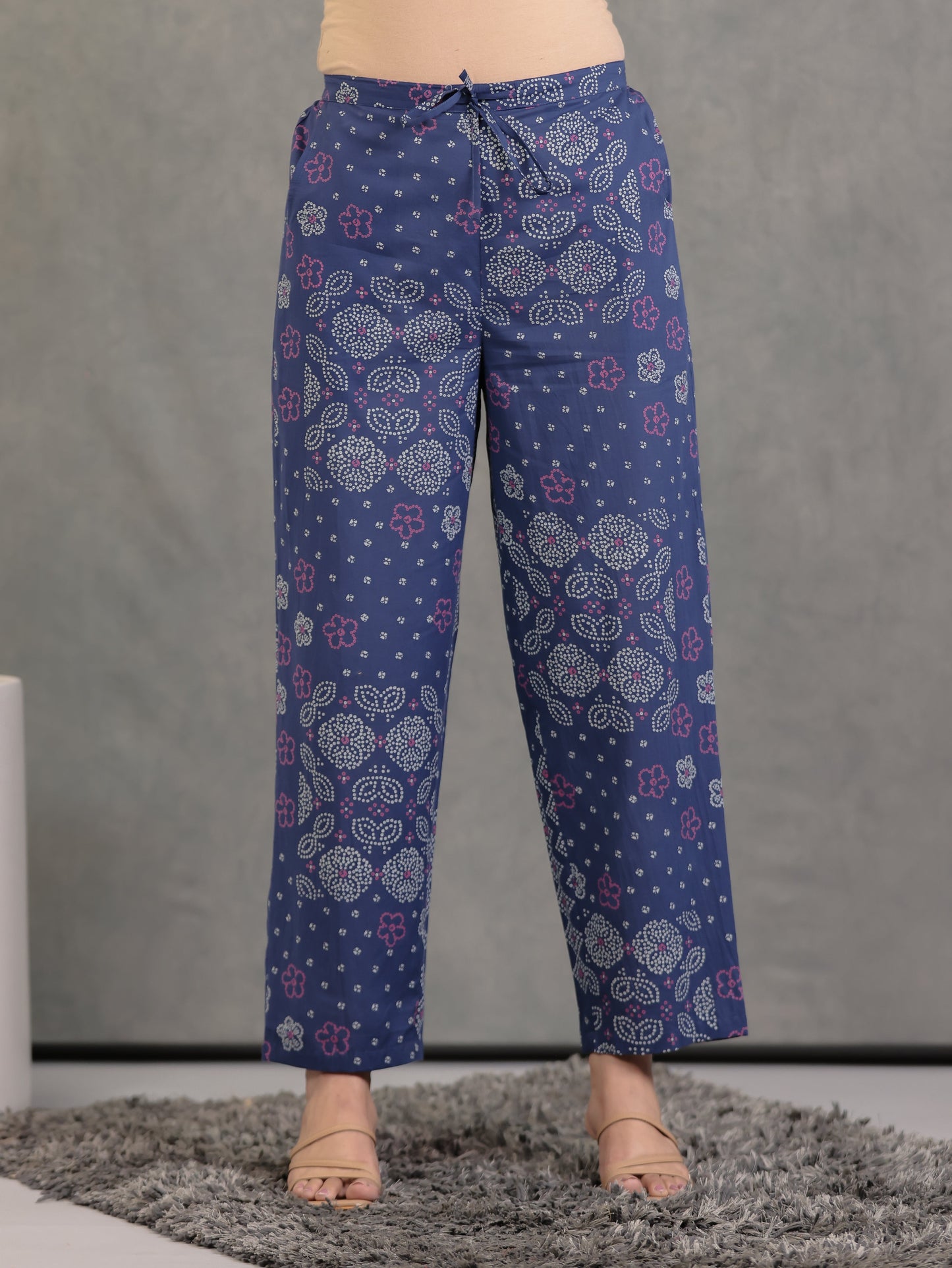 Soft Cotton Bandhani A-line Blue Kurta