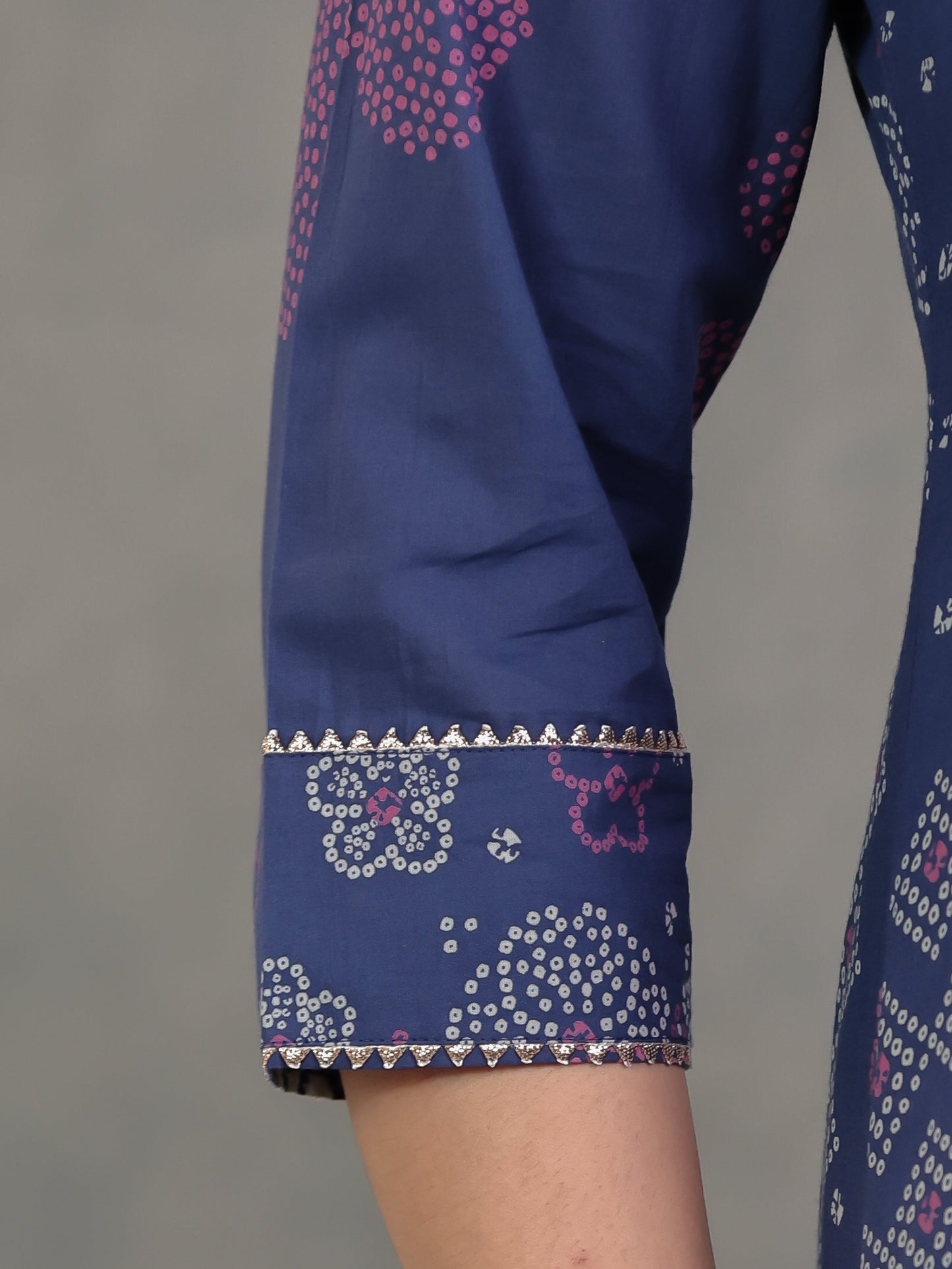 Soft Cotton Bandhani A-line Blue Kurta