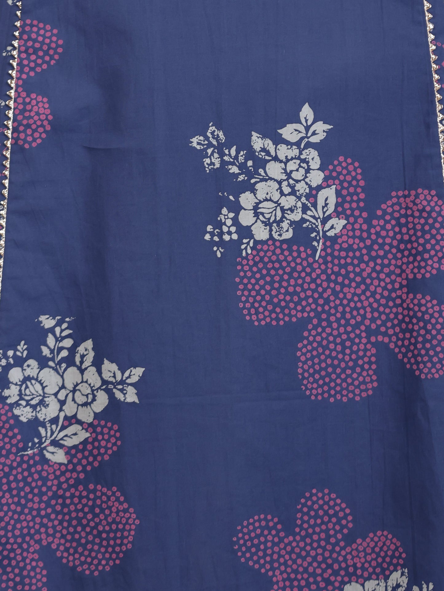 Soft Cotton Bandhani A-line Blue Kurta
