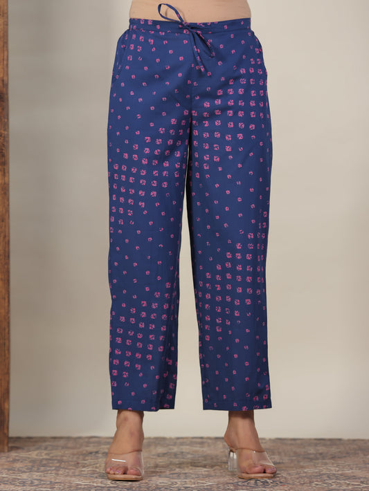 Soft Cotton Bandhani Blue Palazzo