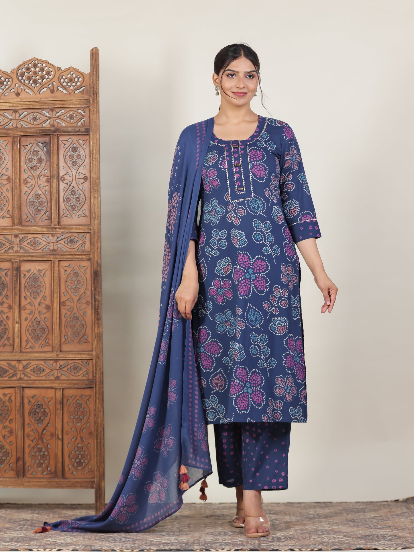 Cotton Voile Bandhani Blue Dupatta
