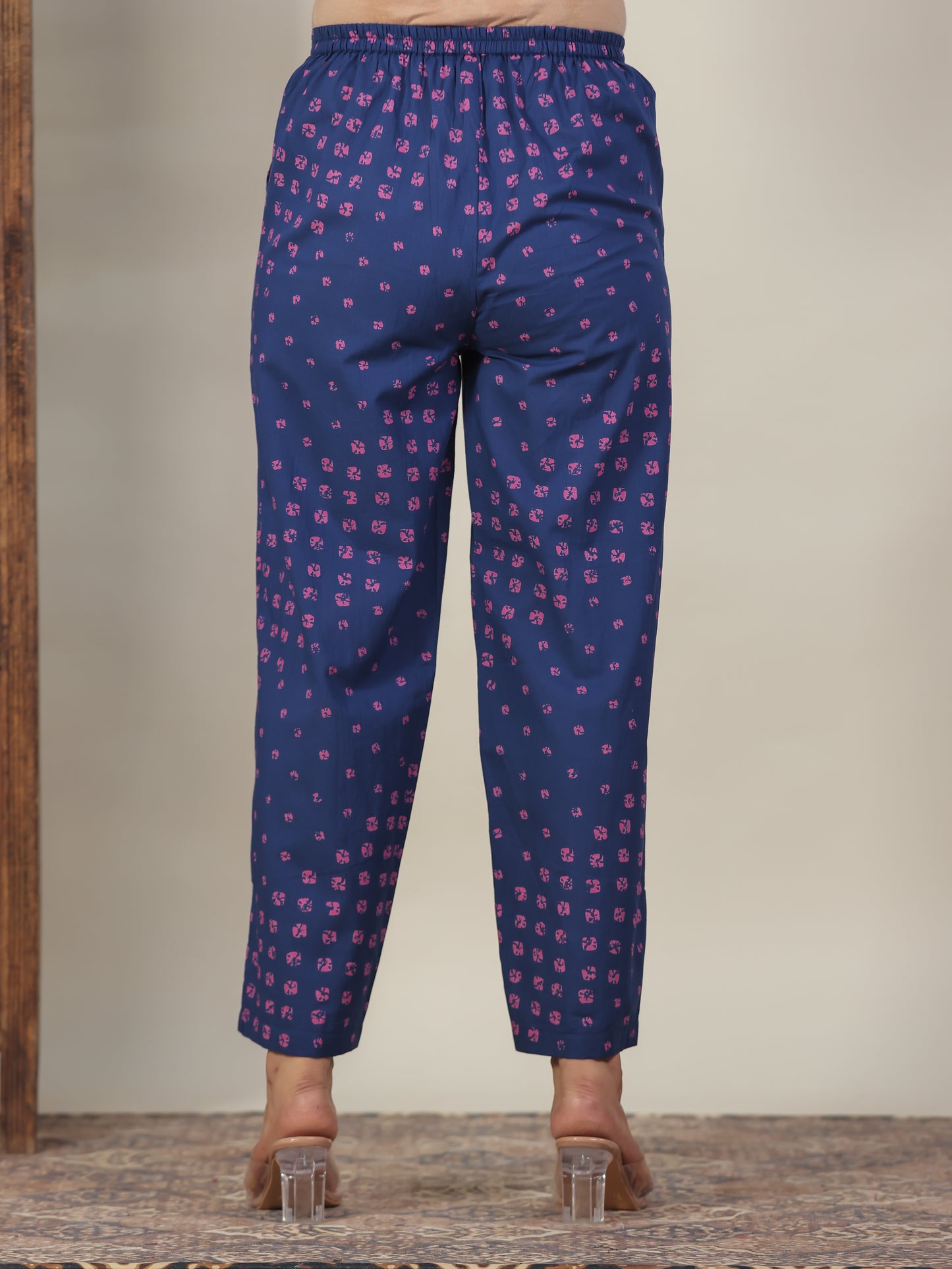 Soft Cotton Bandhani Straight Blue Kurta
