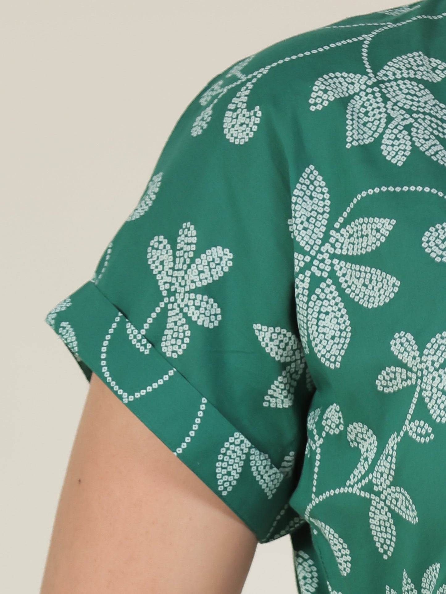 Soft Cotton Bandhani A-line Green Dress