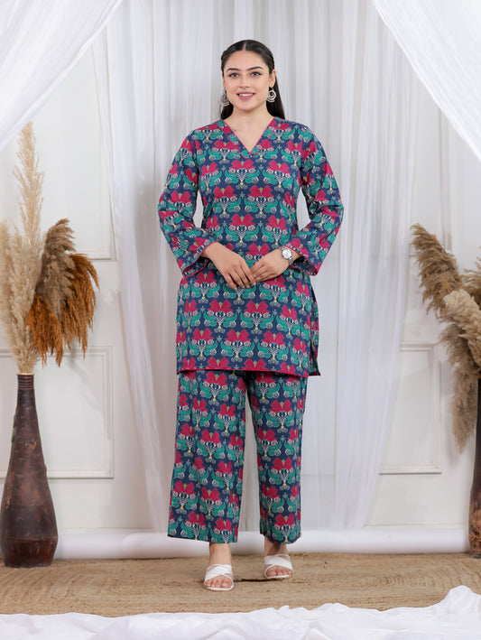 Soft Cotton Geometric Straight Multicolor Kurta