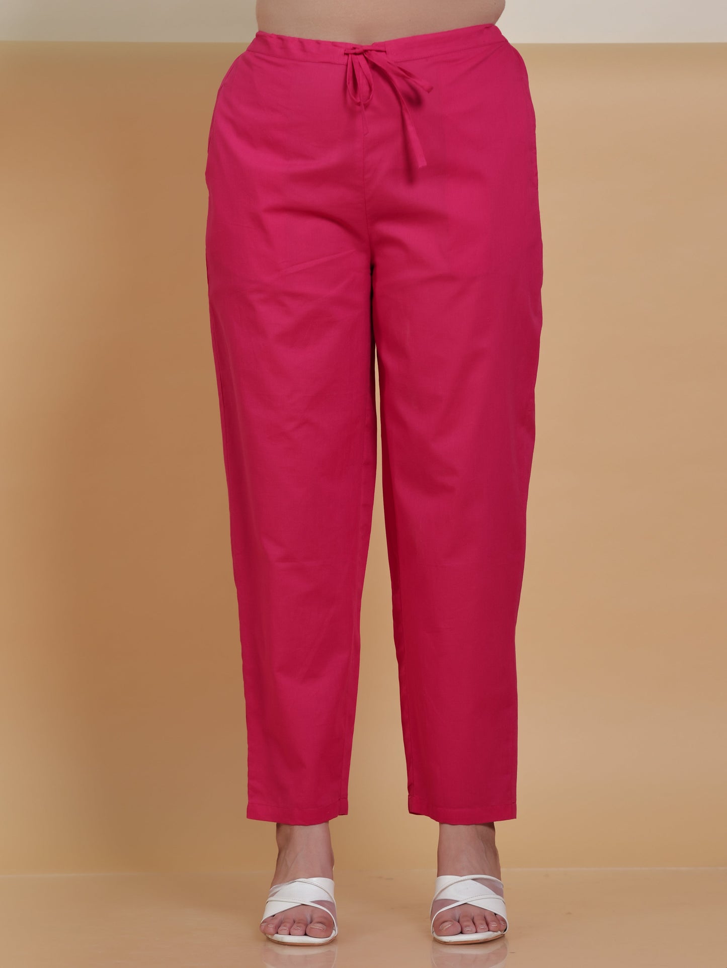 Soft Cotton Solid Pink Palazzo
