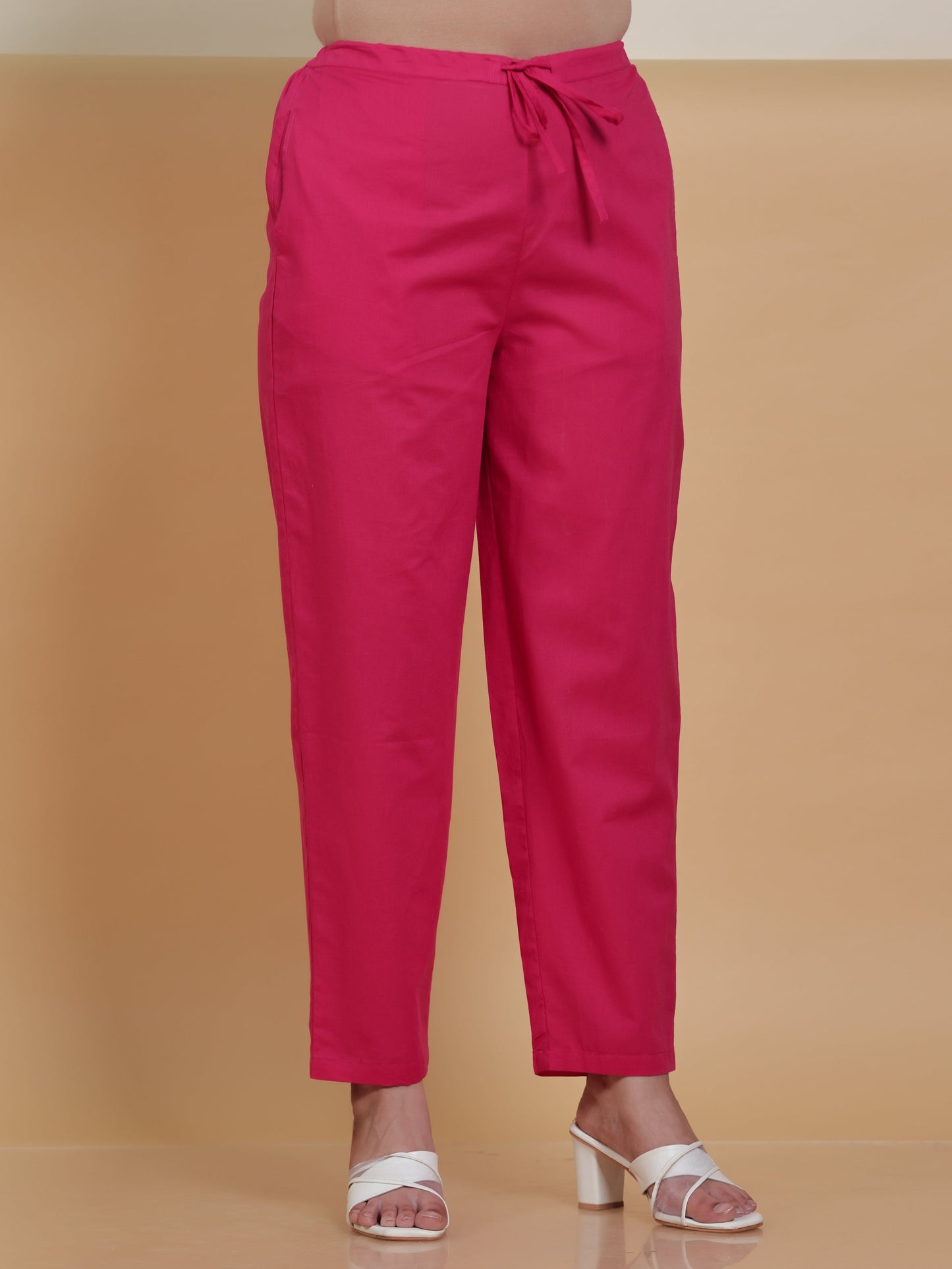 Soft Cotton Solid Pink Palazzo