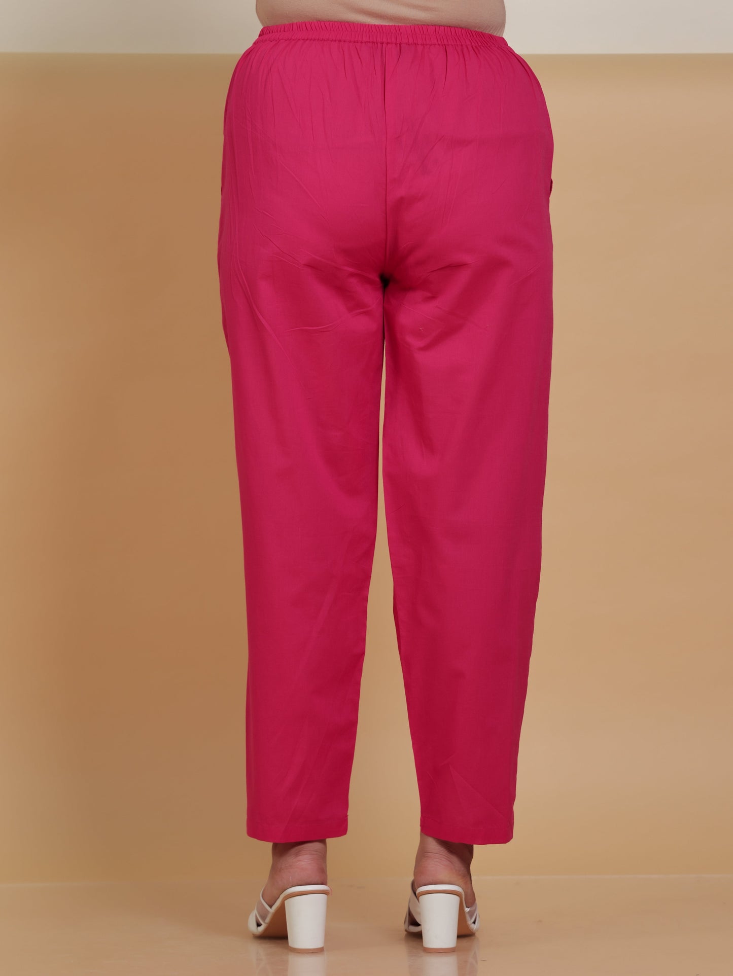 Soft Cotton Solid Pink Palazzo