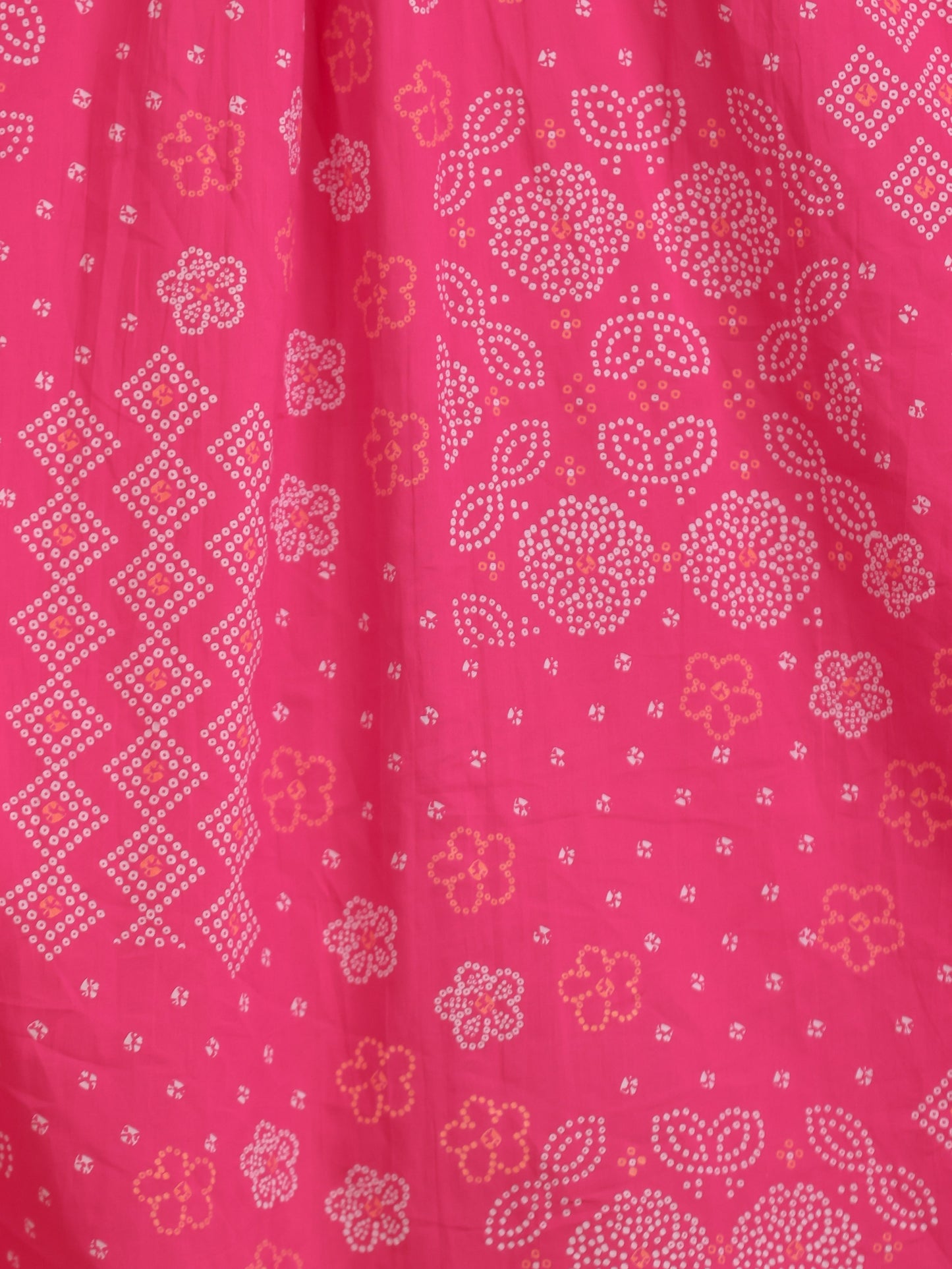 Soft Cotton Bandhani Anarkali Pink Dress