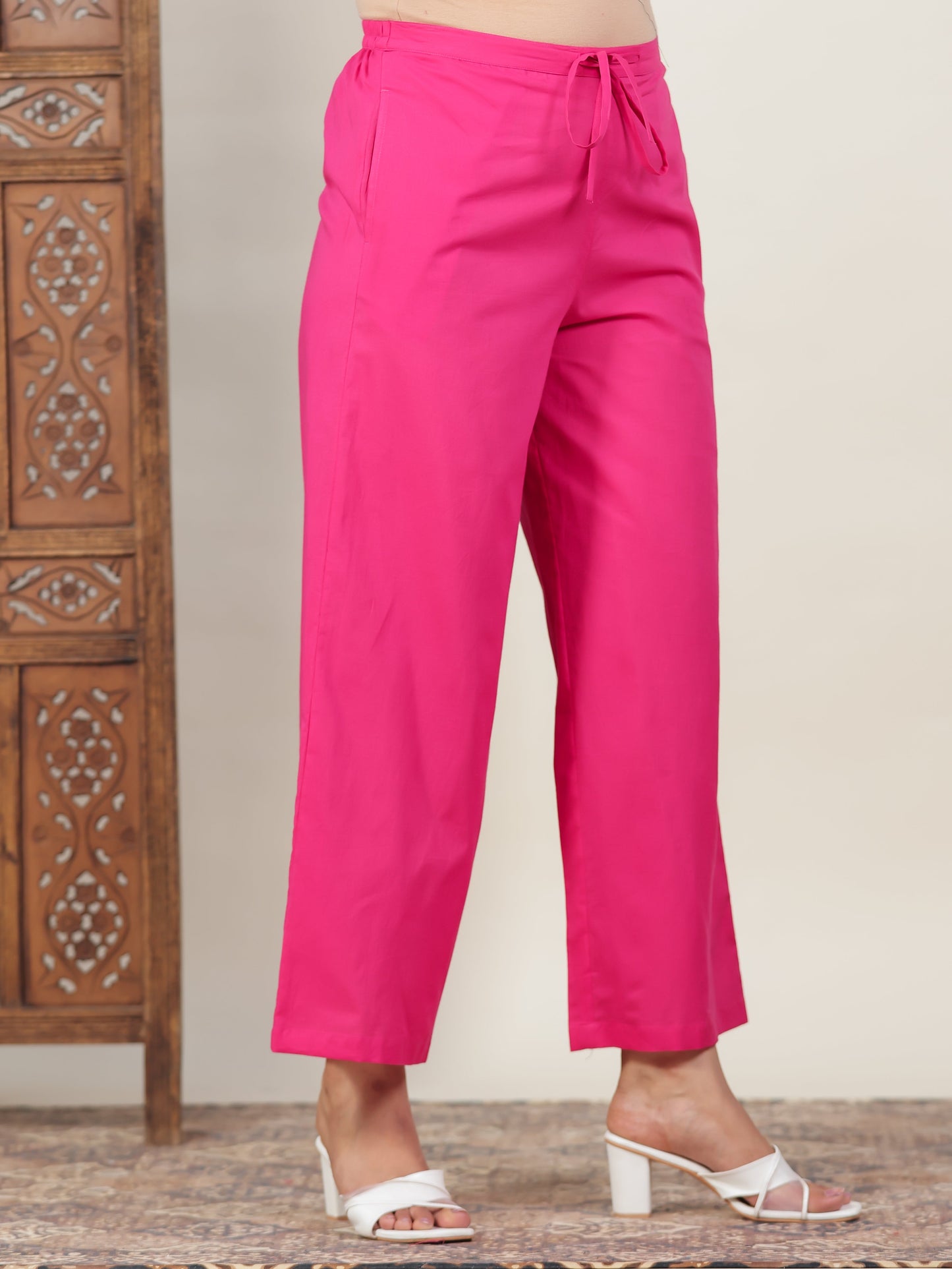 Soft Cotton Bandhani Pink Palazzo
