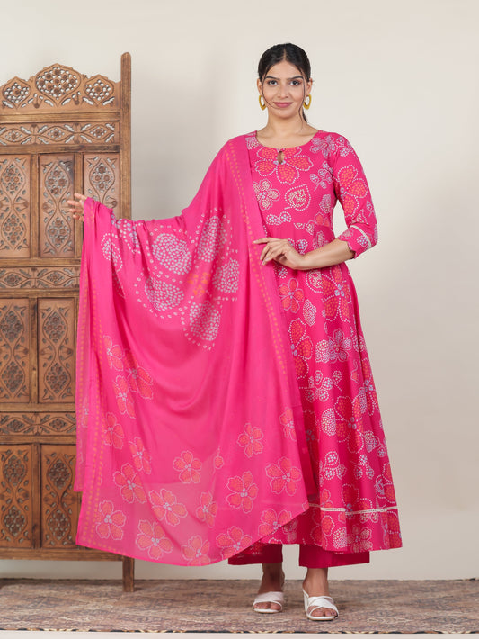 Cotton Voile Bandhani Pink Dupatta