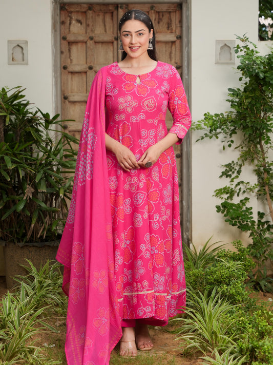 Cotton Voile Bandhani Pink Dupatta
