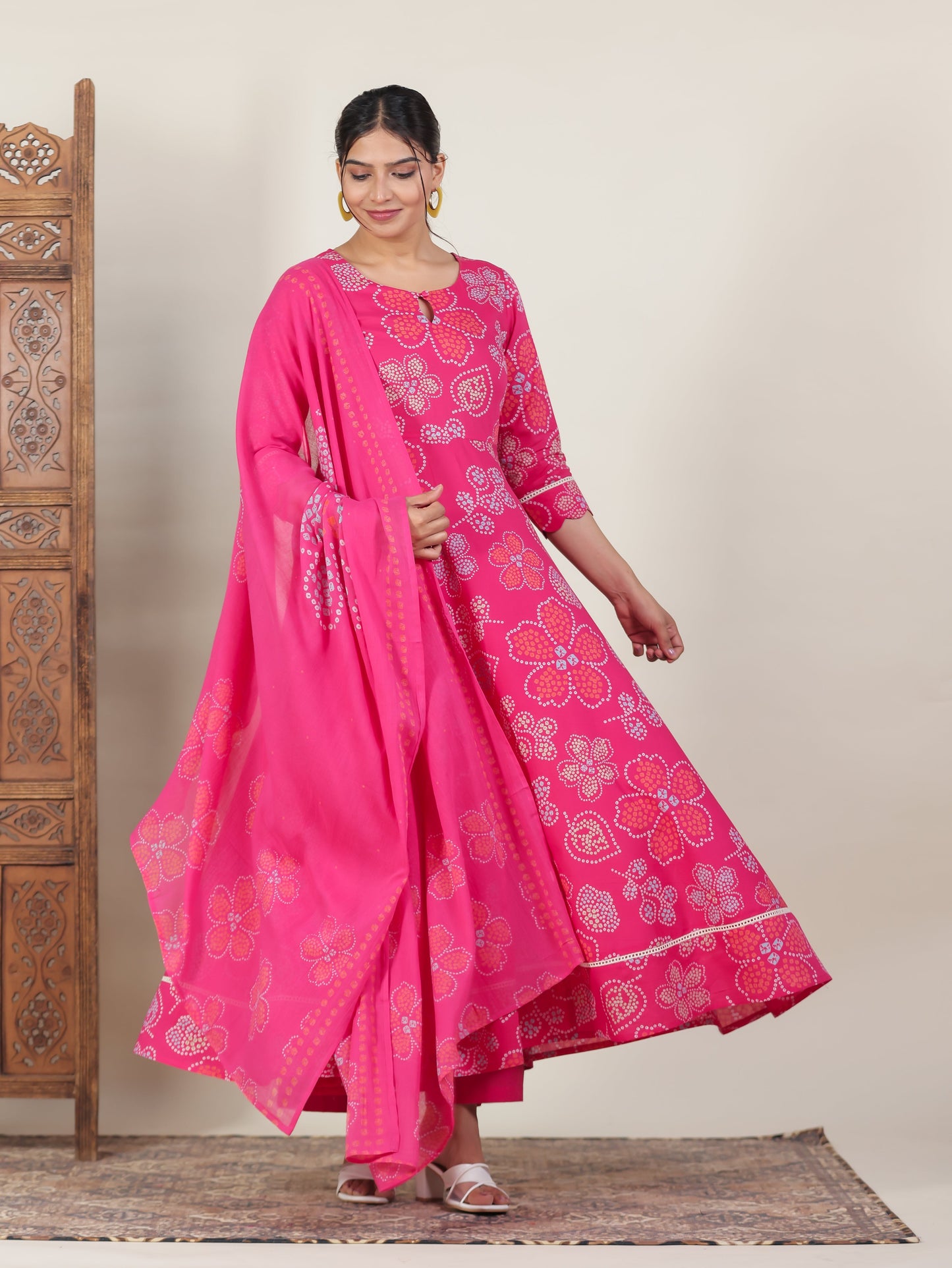 Cotton Voile Bandhani Pink Dupatta