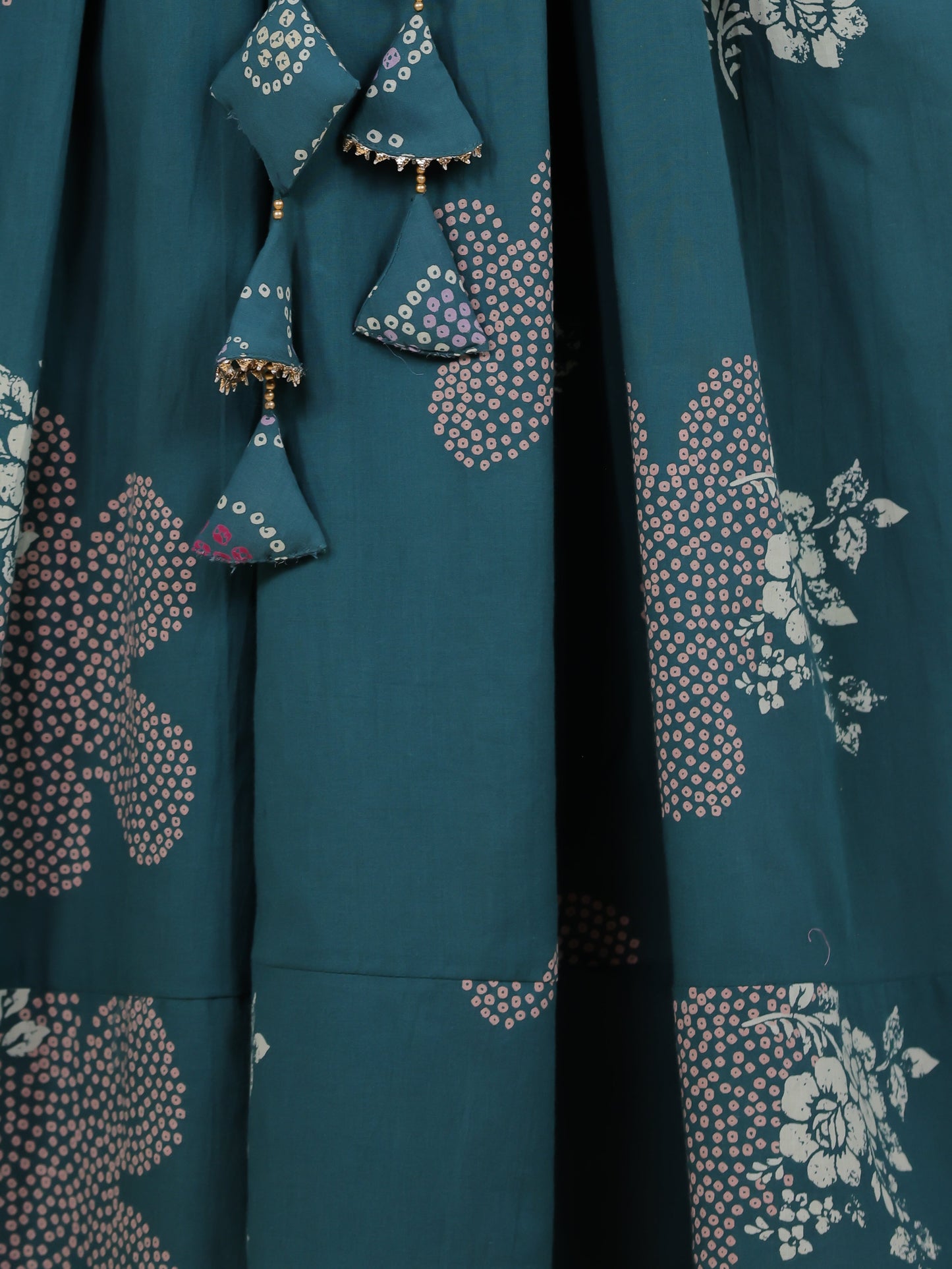 Soft Cotton Bandhani Anarkali Green Dress