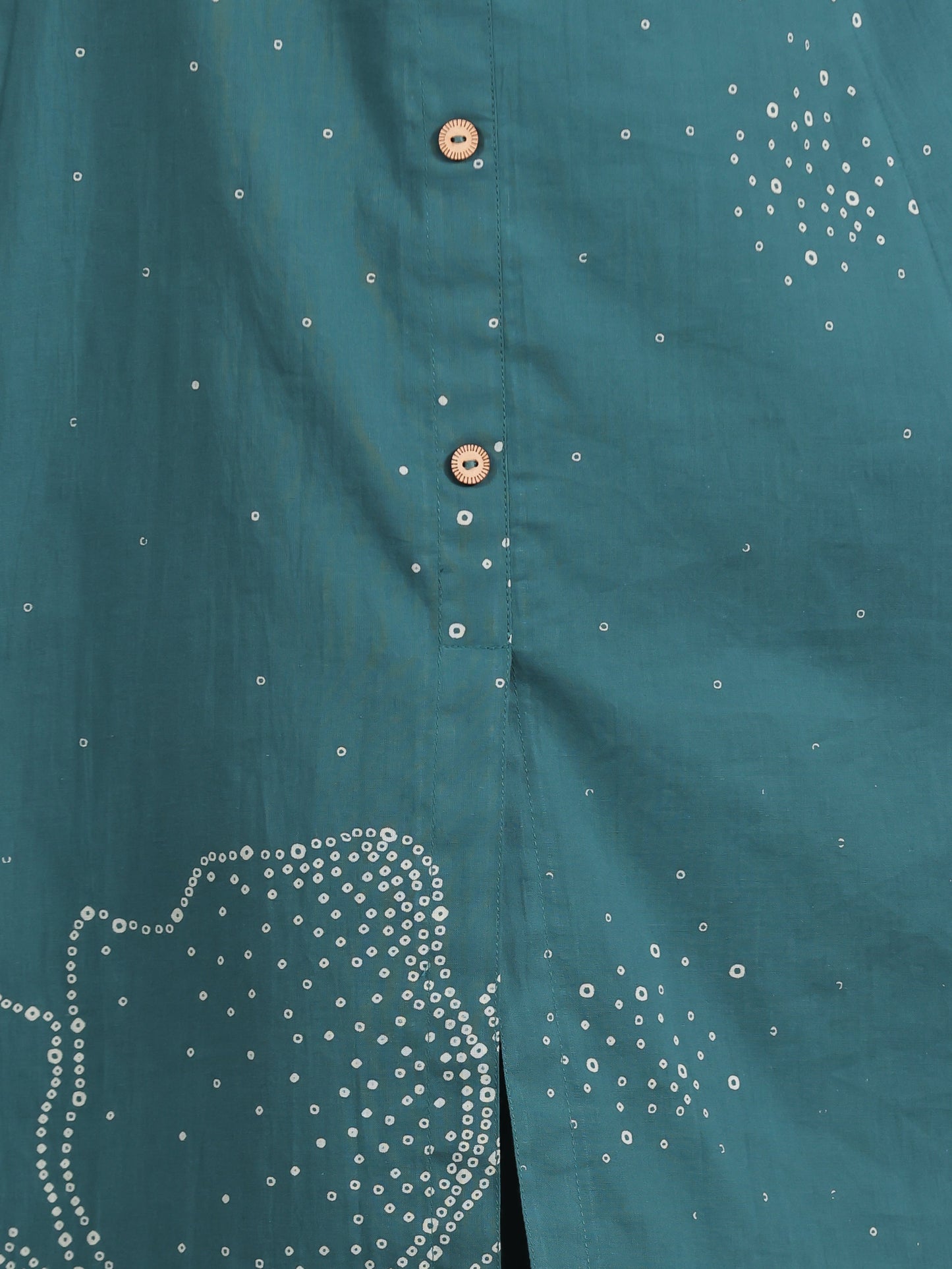 Soft Cotton Bandhani High Low Teal Kurta