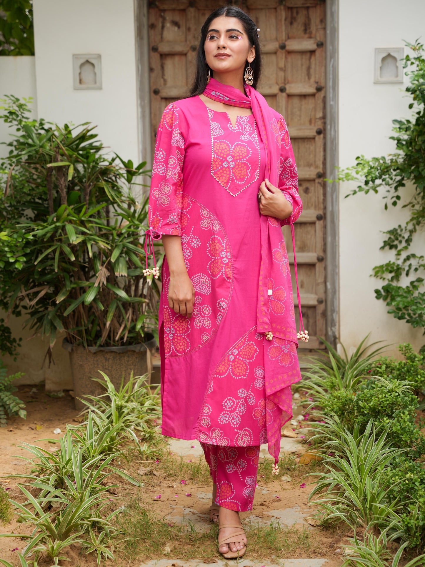 Cotton Voile Floral Pink Dupatta