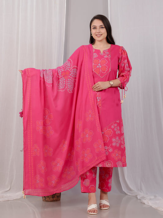 Cotton Voile Floral Pink Dupatta