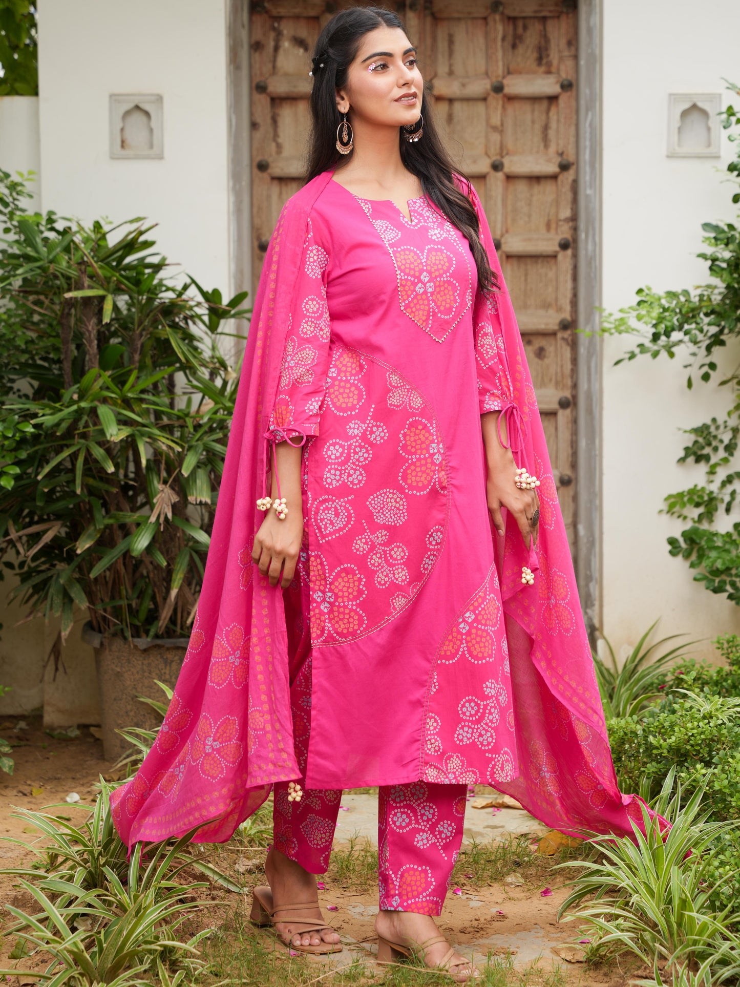 Cotton Voile Floral Pink Dupatta