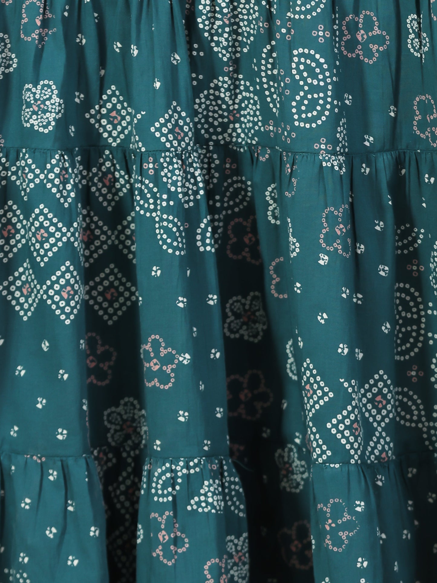Soft Cotton Bandhani Anarkali Green Dress
