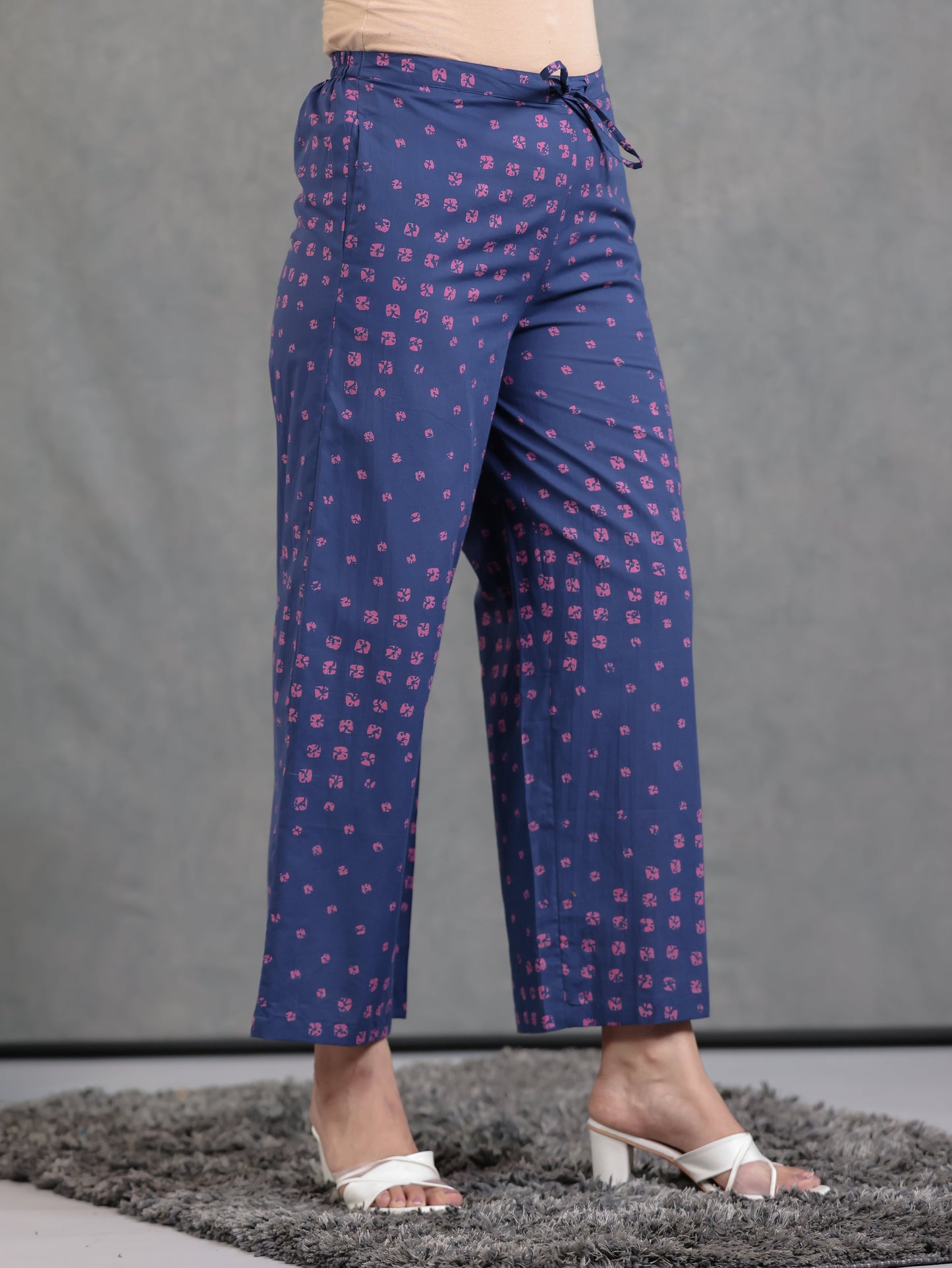 Soft Cotton Bandhani Blue Palazzo