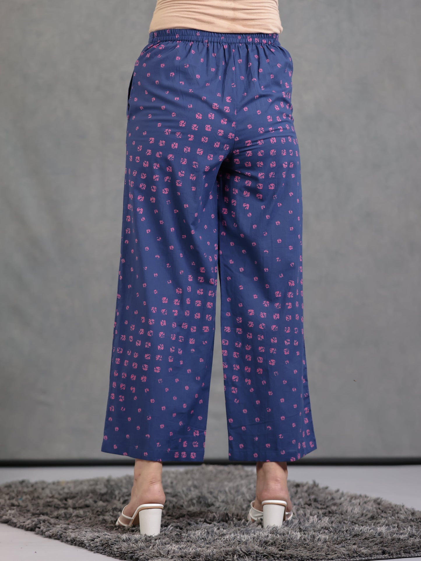 Soft Cotton Bandhani Kaftan Blue Kurta