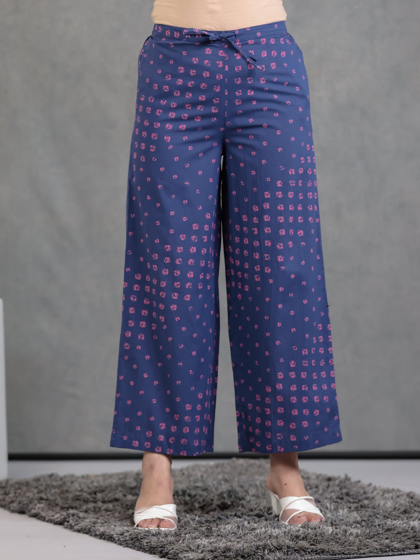 Soft Cotton Bandhani Kaftan Blue Kurta