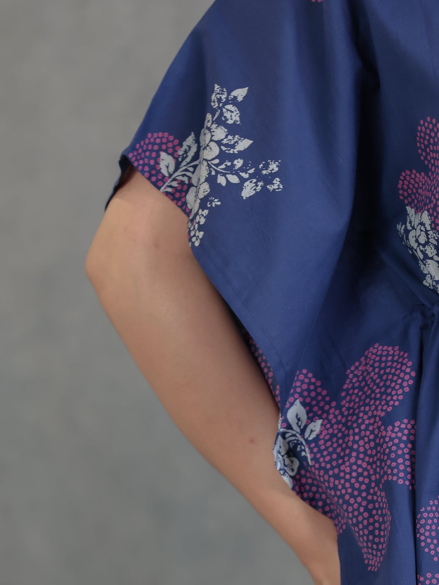 Soft Cotton Bandhani Kaftan Blue Kurta