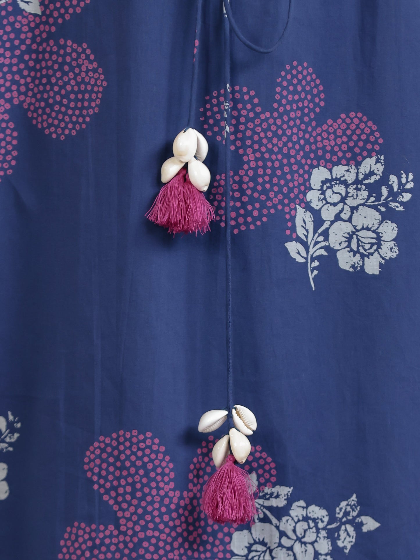 Soft Cotton Bandhani Kaftan Blue Kurta