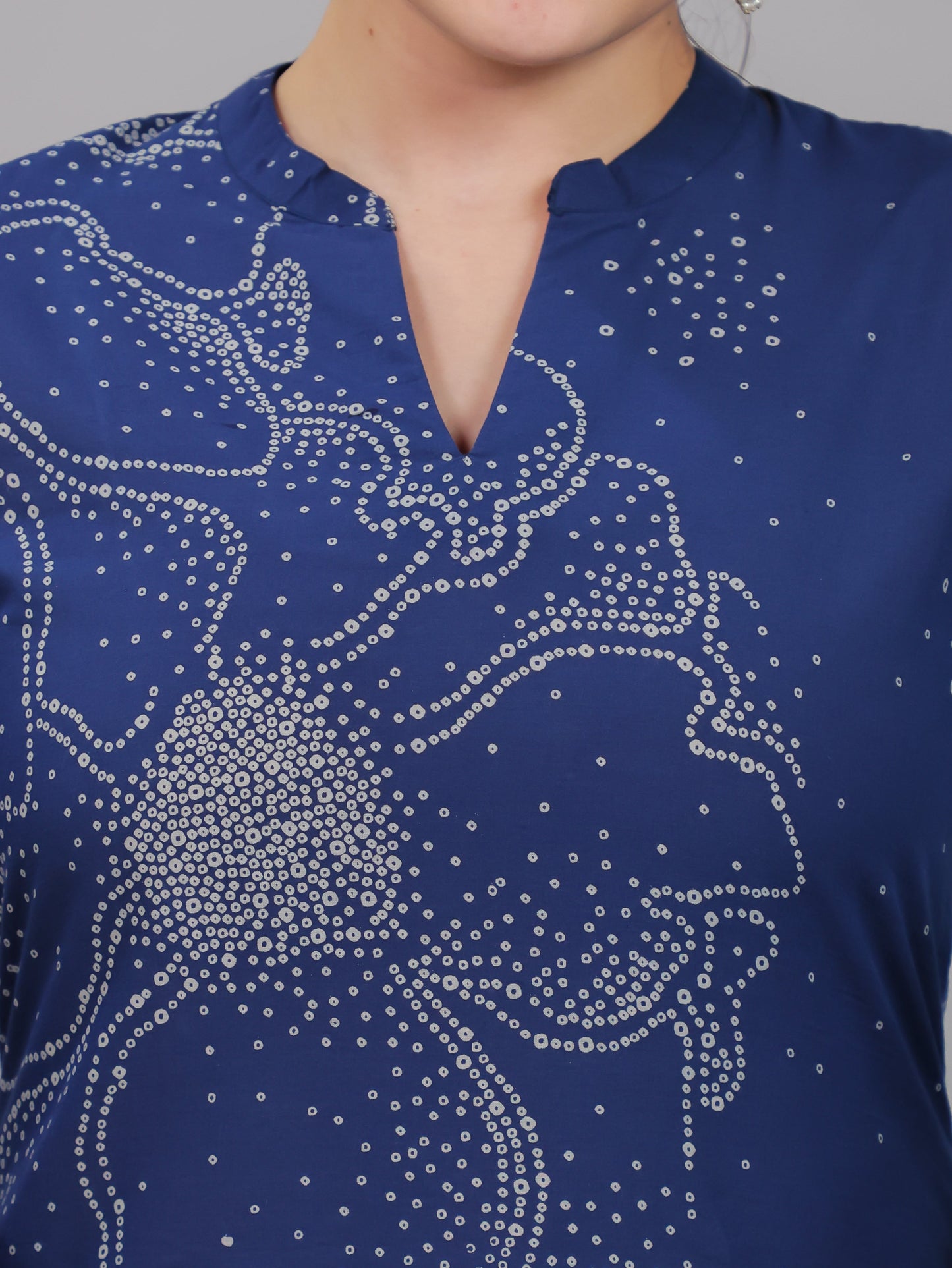 Soft Cotton Floral Straight Blue Kurta