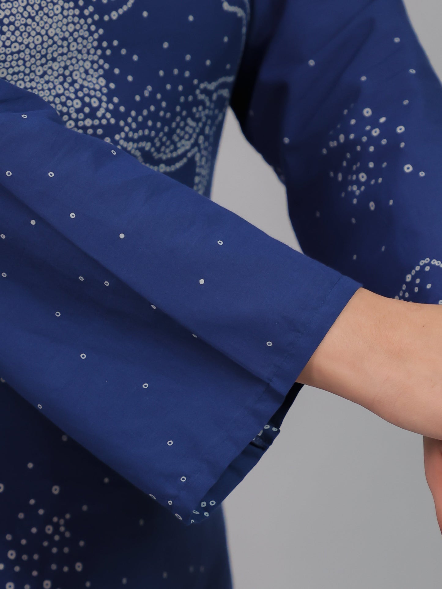 Soft Cotton Floral Straight Blue Kurta