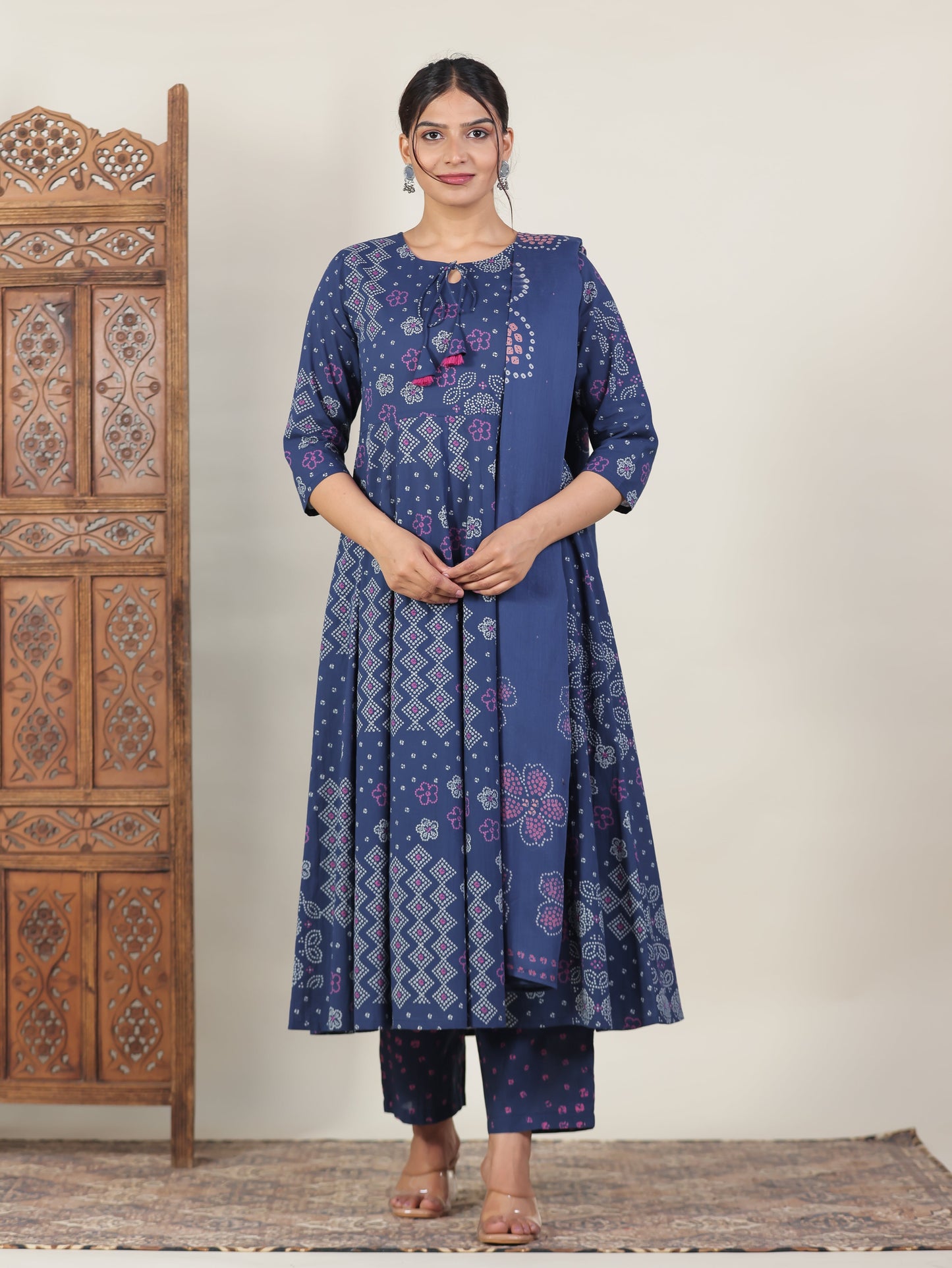 Cotton Voile Bandhani Blue Dupatta