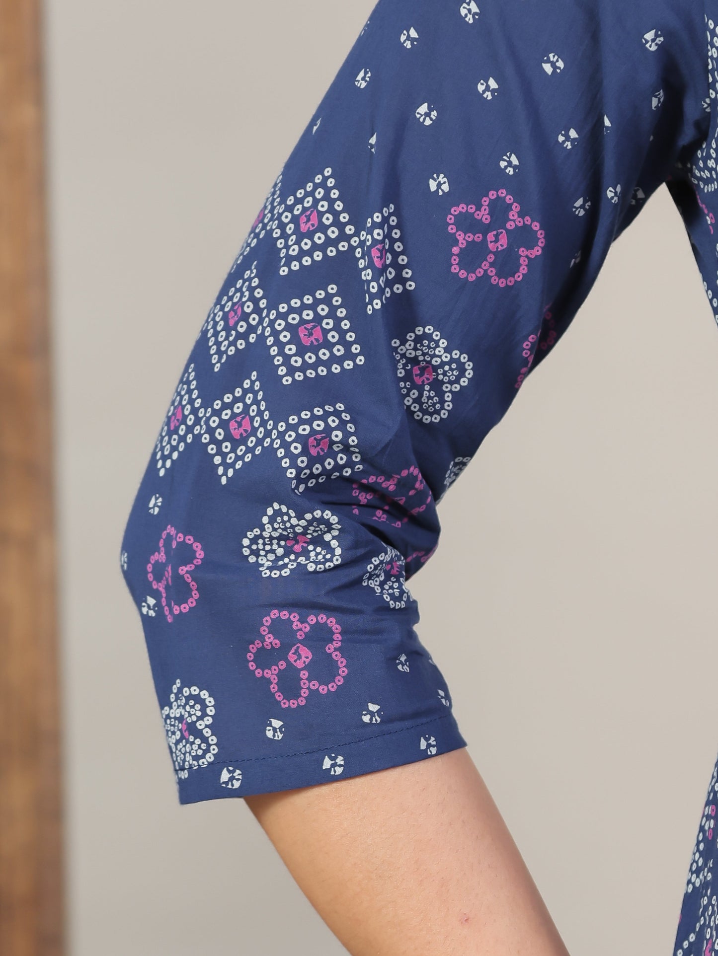 Soft Cotton Bandhani Anarkali Blue Kurta