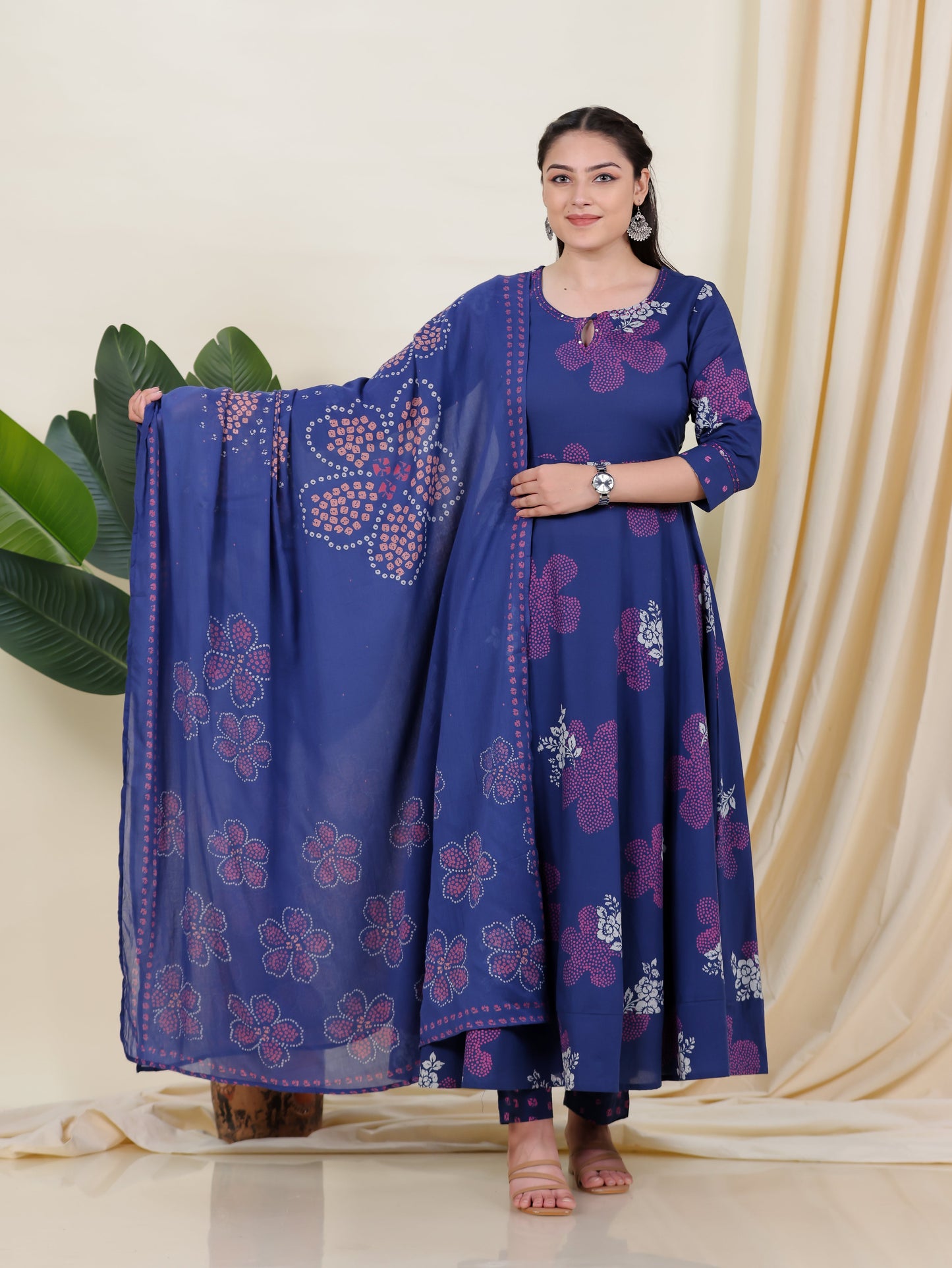 Cotton Voile Bandhani Blue Dupatta